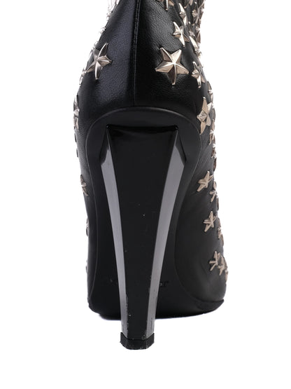 Excellent Jimmy Choo Black Leather High-Heeled Ankle Boots Size 38.5