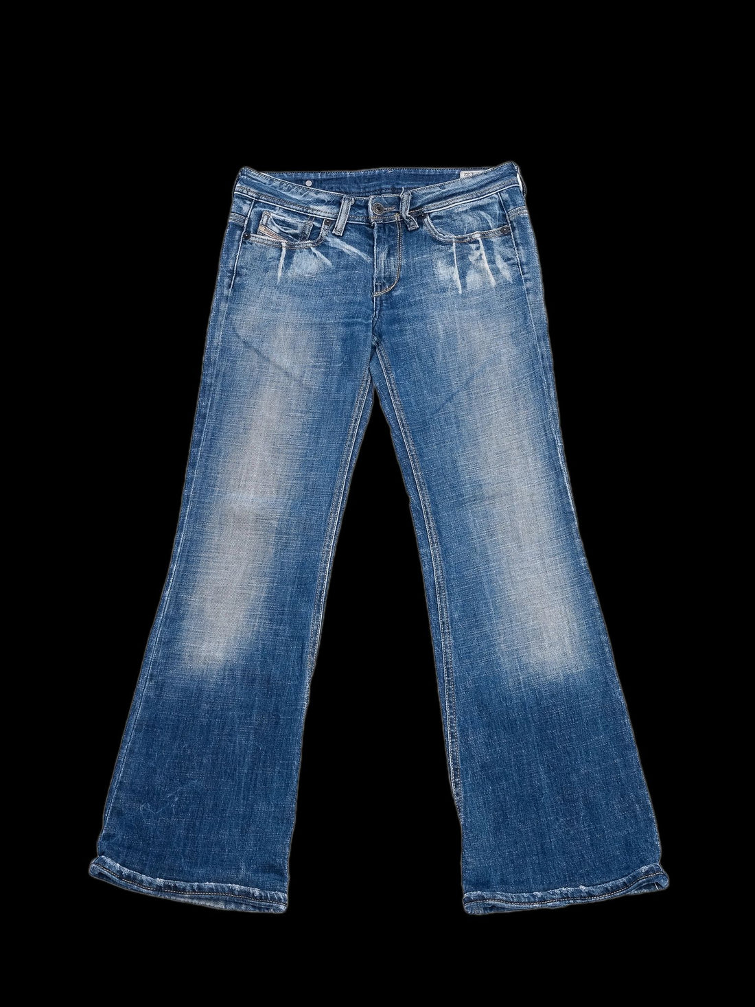 Excellent Diesel Blue Cotton Flare Jeans Size S Distressed Style