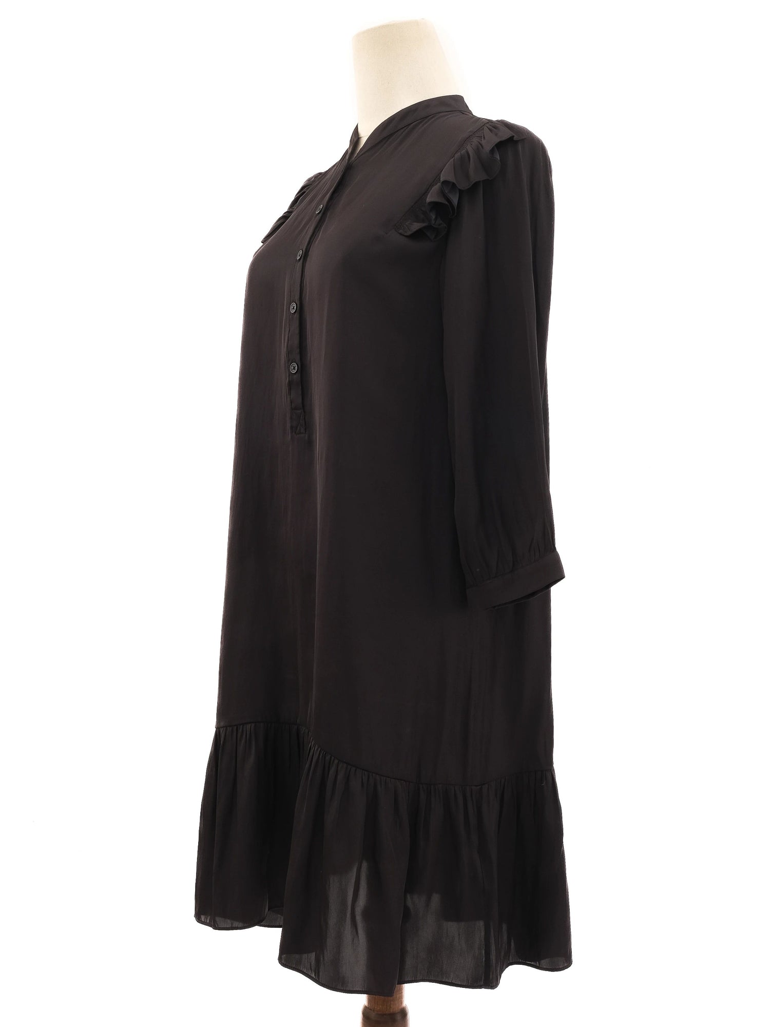 Excellent Zadig&amp;Voltaire Black Dress XS Ruffled Long Sleeve