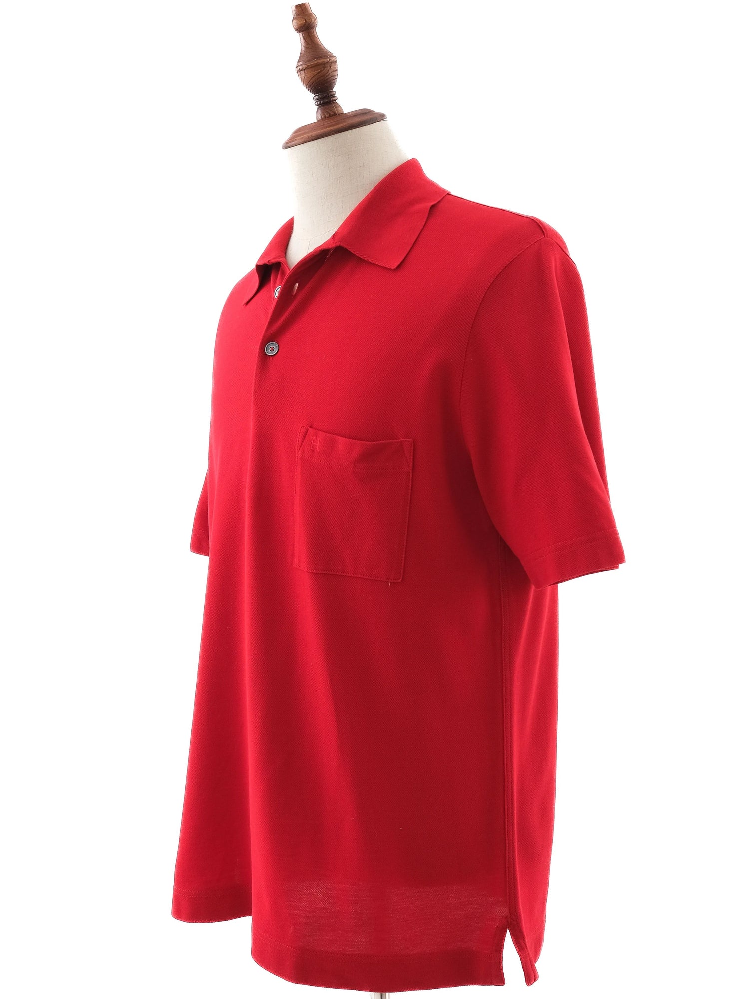 Excellent Hermes Red Cotton Polo Shirt Size L for Men