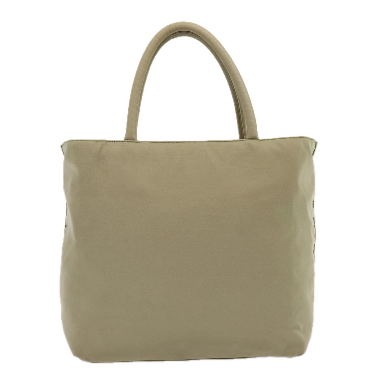 Prada Hand Bag Nylon Beige Silver Auth
