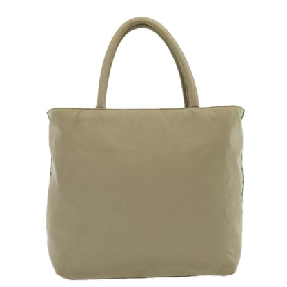 Prada Hand Bag Nylon Beige Silver Auth