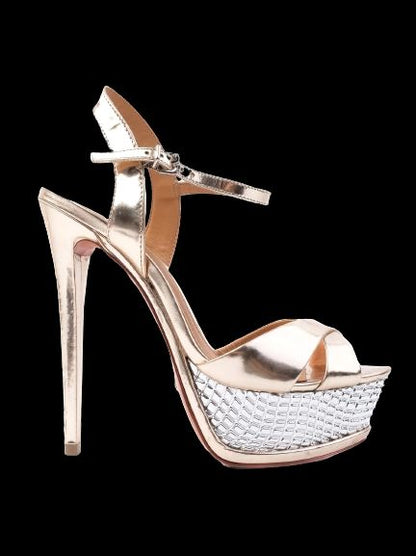 Excellent Schutz Yellow Leather High-Heeled Sandals Size 37