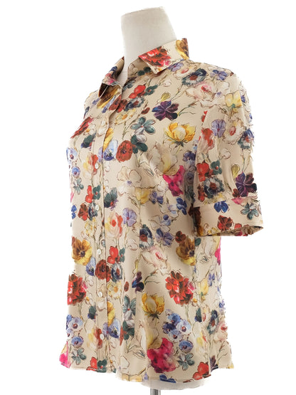 Excellent Dolce Gabbana Silk Floral Blouse Combined Color Women