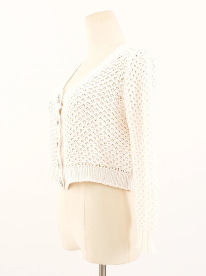 Excellent Burberry White Crochet Cardigan Size S Women&