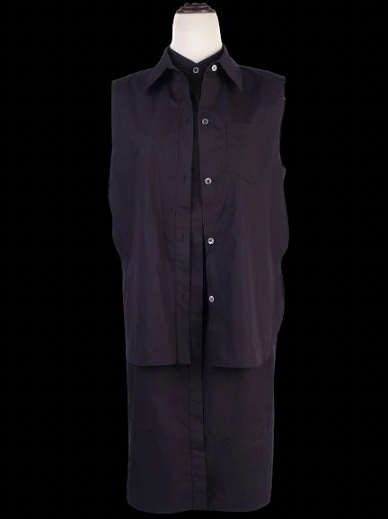 Excellent Alexander Wang Black Cotton Sleeveless Button-Up Dress