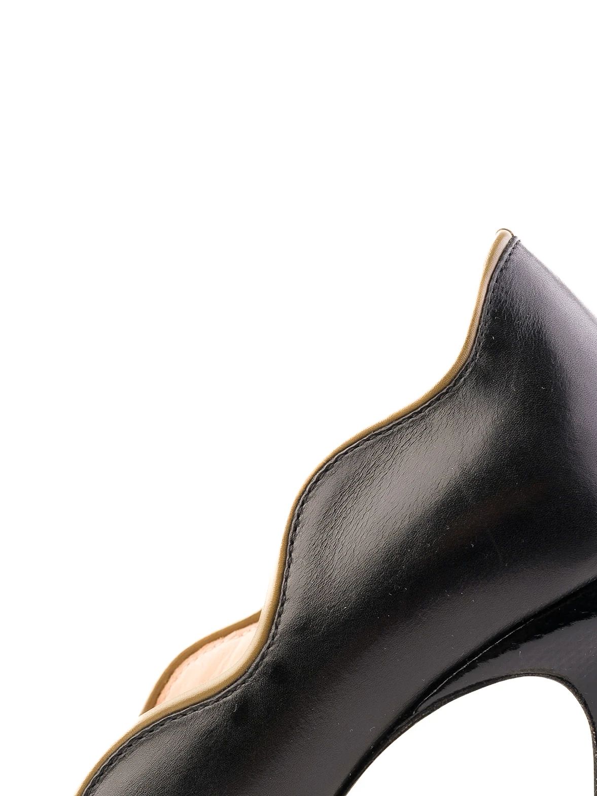 Fendi Black Leather High-Heeled Peep-Toe Shoes Size 37.5