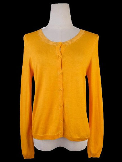 Excellent Purotatto Yellow Silk Knitted Cardigan for Women