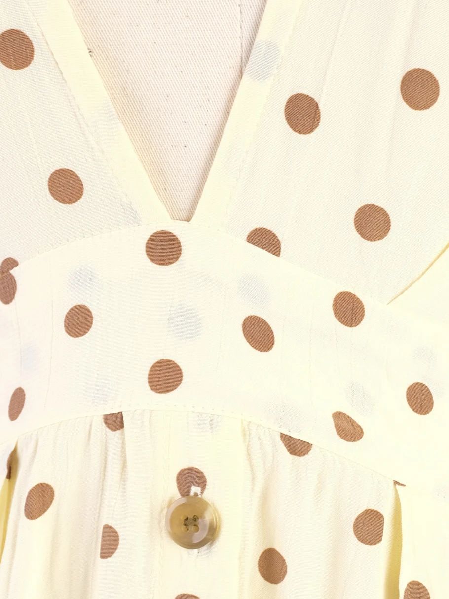 Excellent Faithfull The Brand Yellow V-Neck Polka Dot Dress