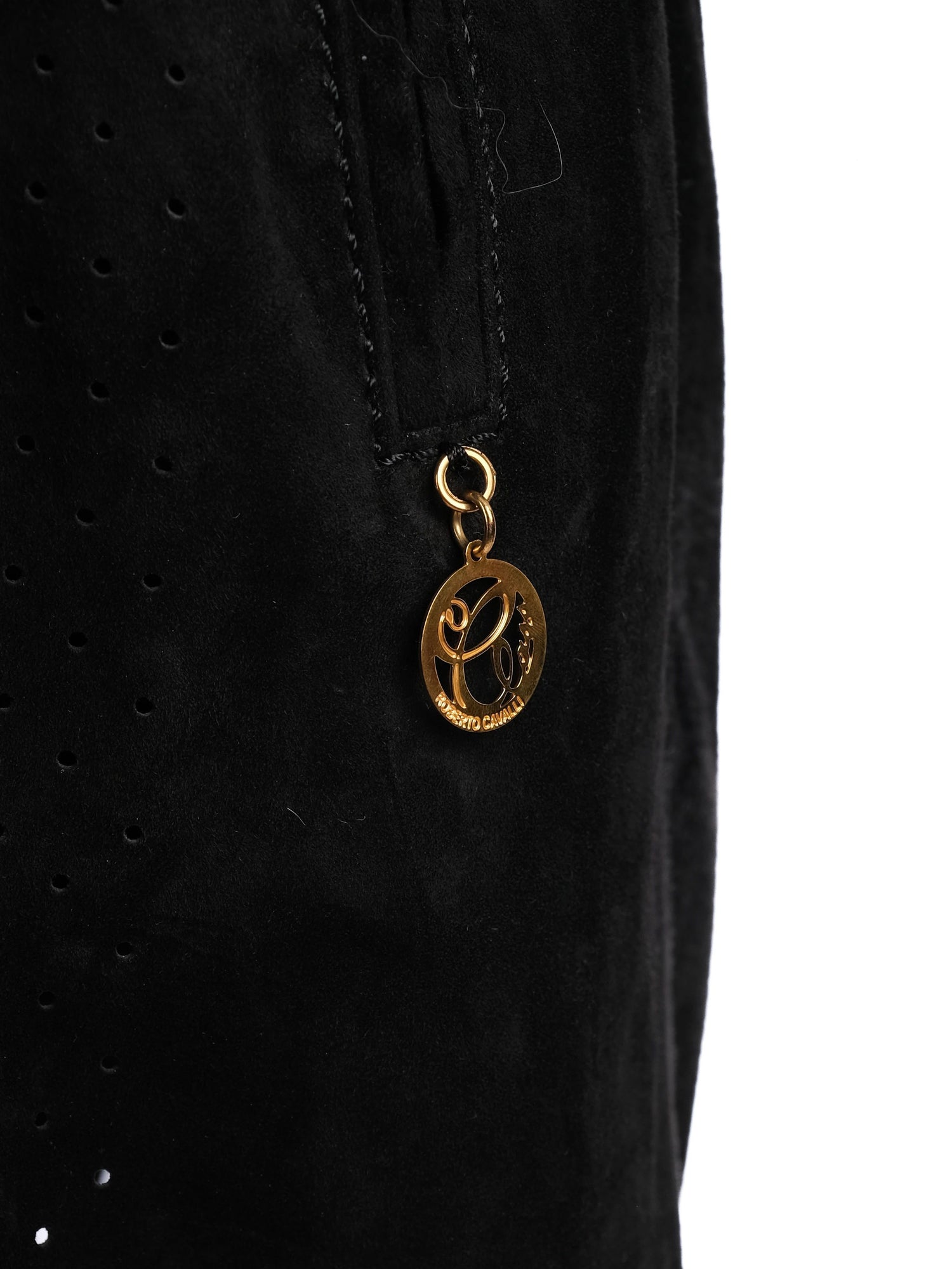 Class Roberto Cavalli Black Leather Long Coat Excellent Condition