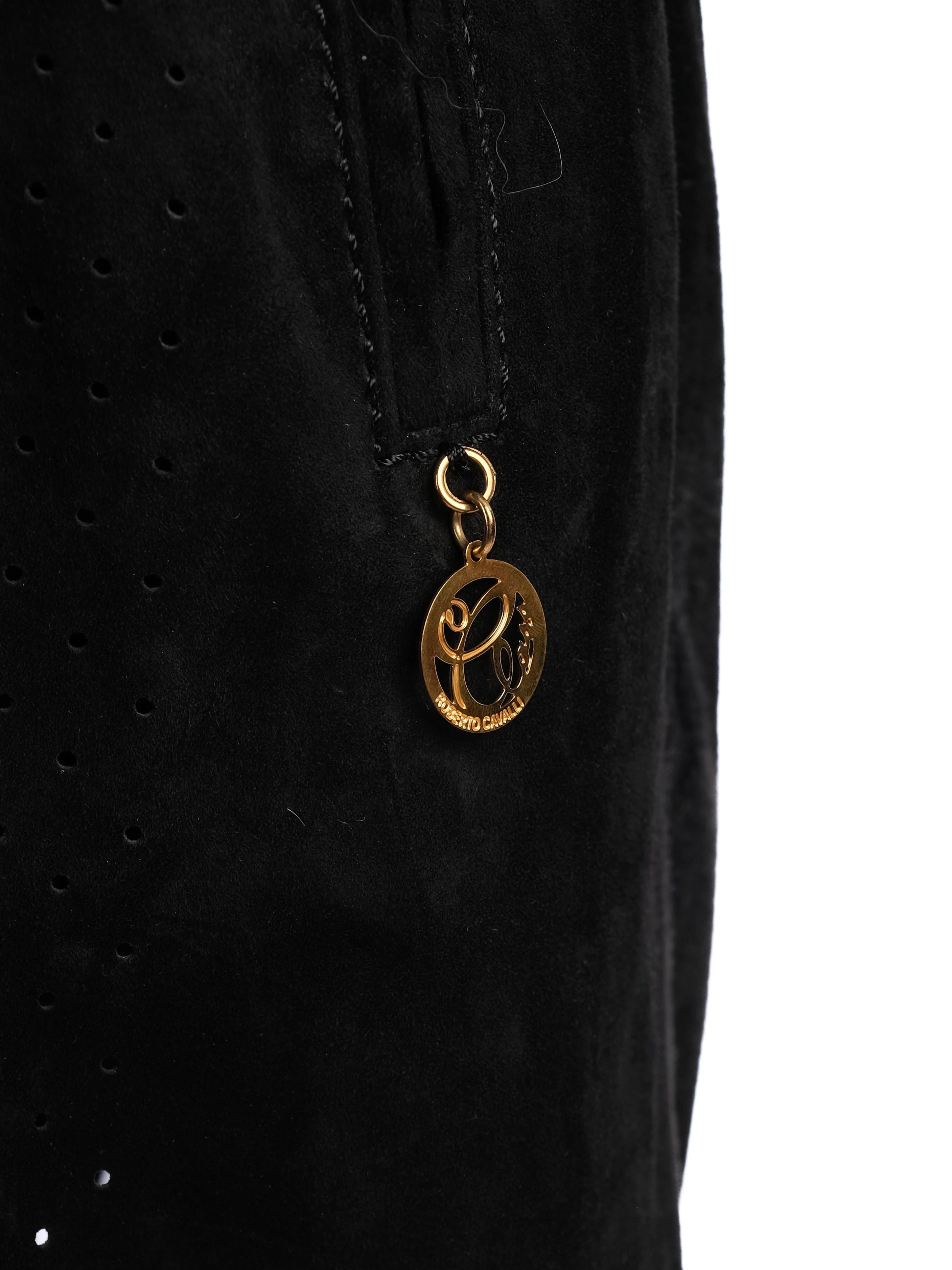 Class Roberto Cavalli Black Leather Long Coat Excellent Condition