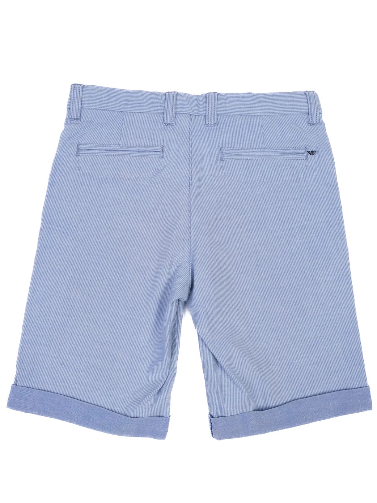 Excellent Armani Junior Blue Cotton Striped Shorts Size 10 for Kids