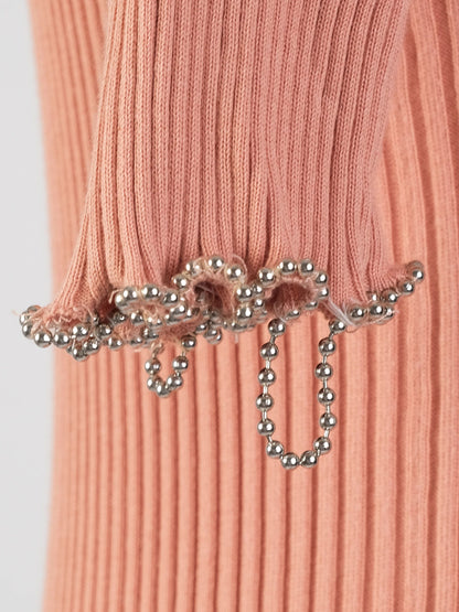 Excellent Alexander Wang Pink Cotton Ribbed Knit Top Size L