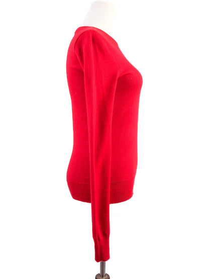 Excellent Ralph Lauren Red Cashmere Sweater Size S with Embroidery