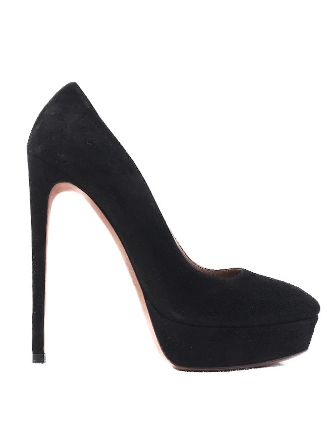 Excellent Alaia Black Leather High-Heeled Shoes Size 39