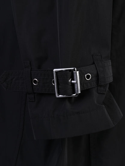 Excellent Burberry Black Trench Coat XS Polyester Double-Breasted
