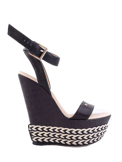 Average Condition Elisabetta Franchi Black Wedge Sandals Size 37