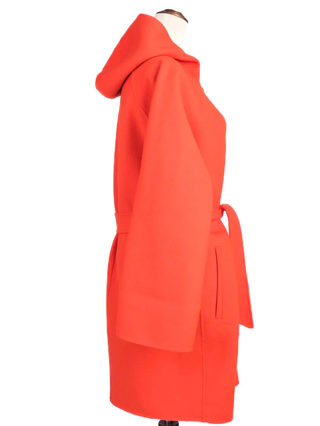 Excellent Max Mara Red Hooded Coat Size S in Fine Angora