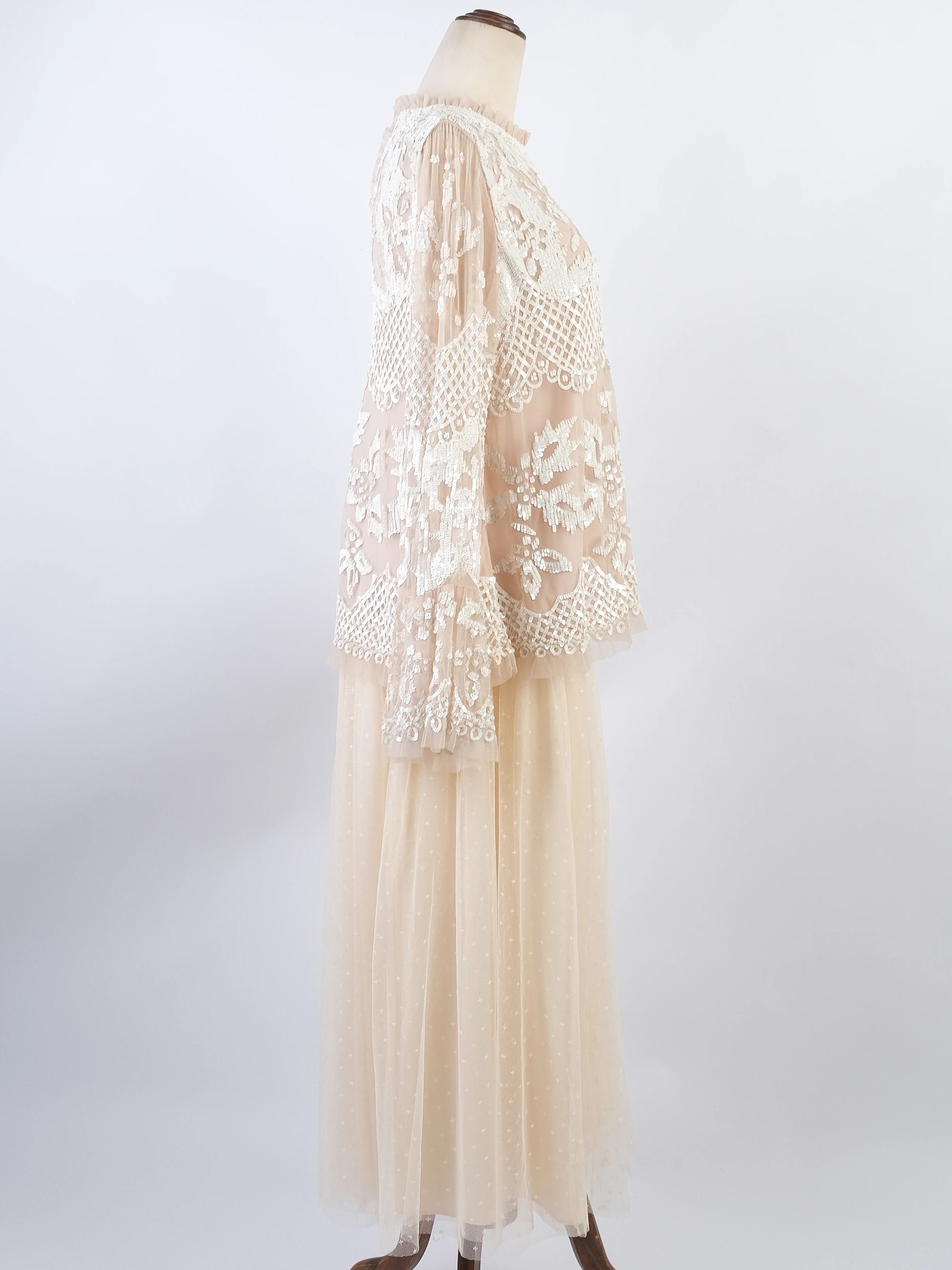 Excellent needle&amp;thread White Floral Lace Dress Size M