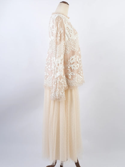 Excellent needle&amp;thread White Floral Lace Dress Size M