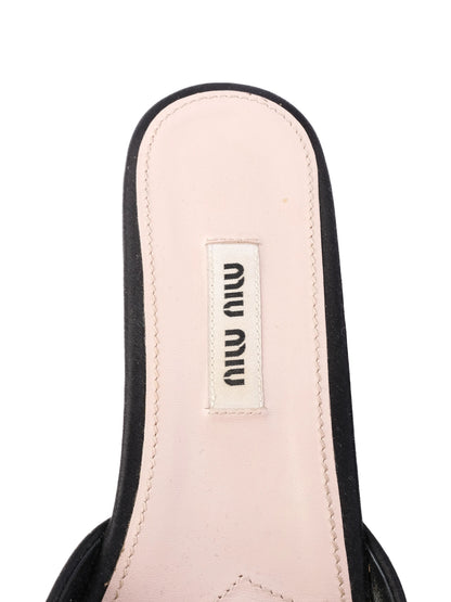 Perfect Miu Miu Black Fabric Wedge Sandals Peep-Toe Size 37