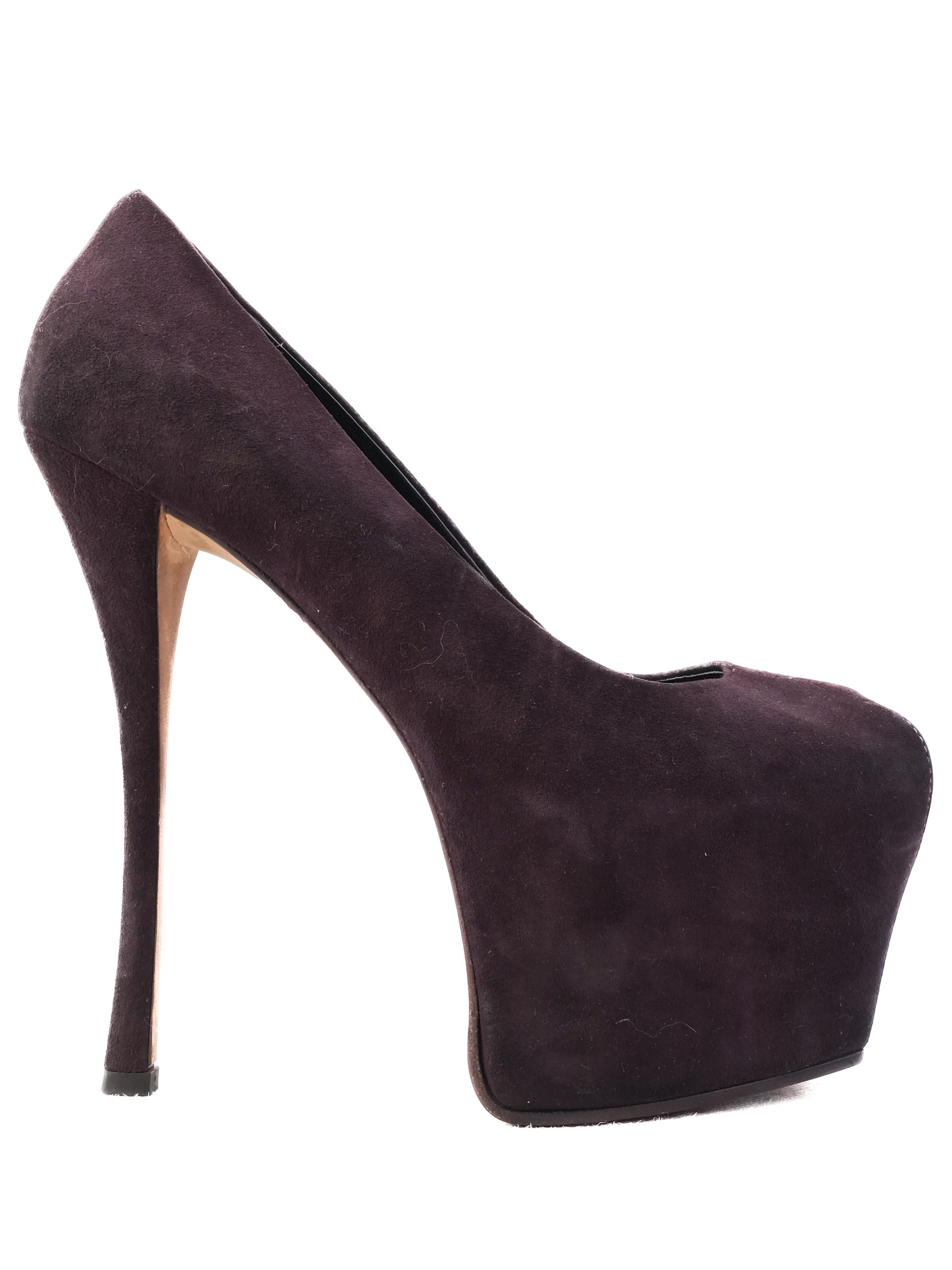 Excellent Giuseppe Zanotti Purple Suede High-Heeled Platform Shoes Size 37.5