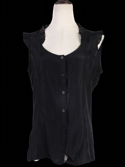 Excellent Emporio Armani Black Cotton Sleeveless Blouse Size M