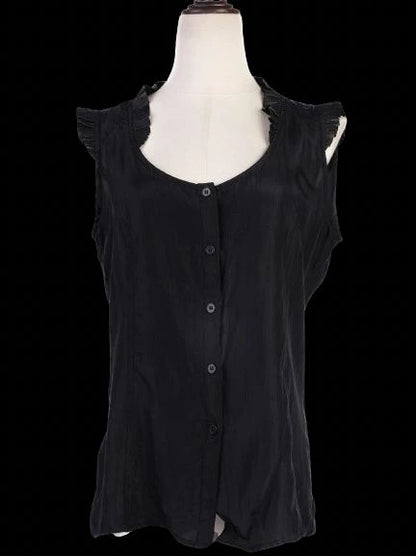 Excellent Emporio Armani Black Cotton Sleeveless Blouse Size M