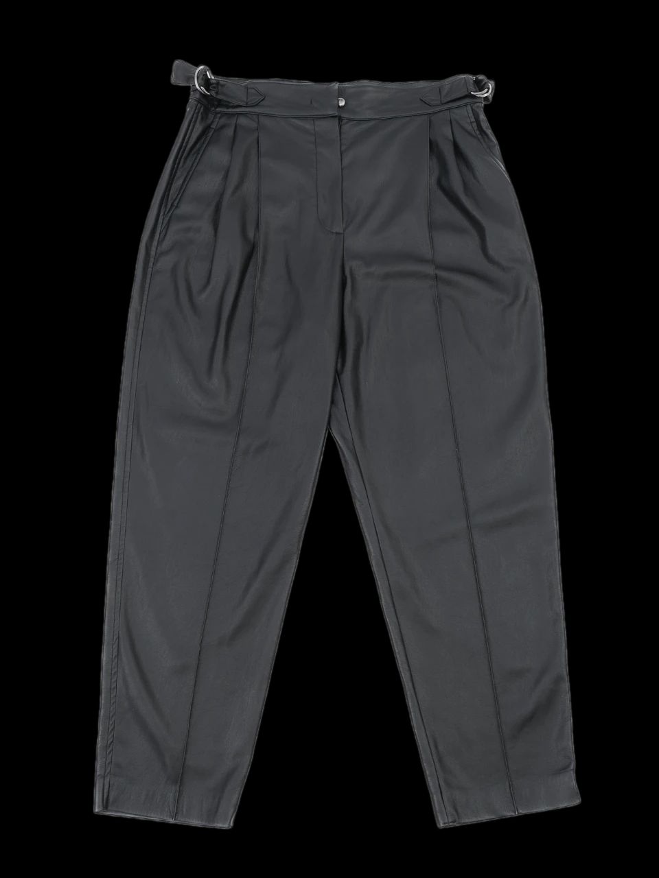 Sportmax Black Pleated Pants with Side Buckles Size XXL Excellent