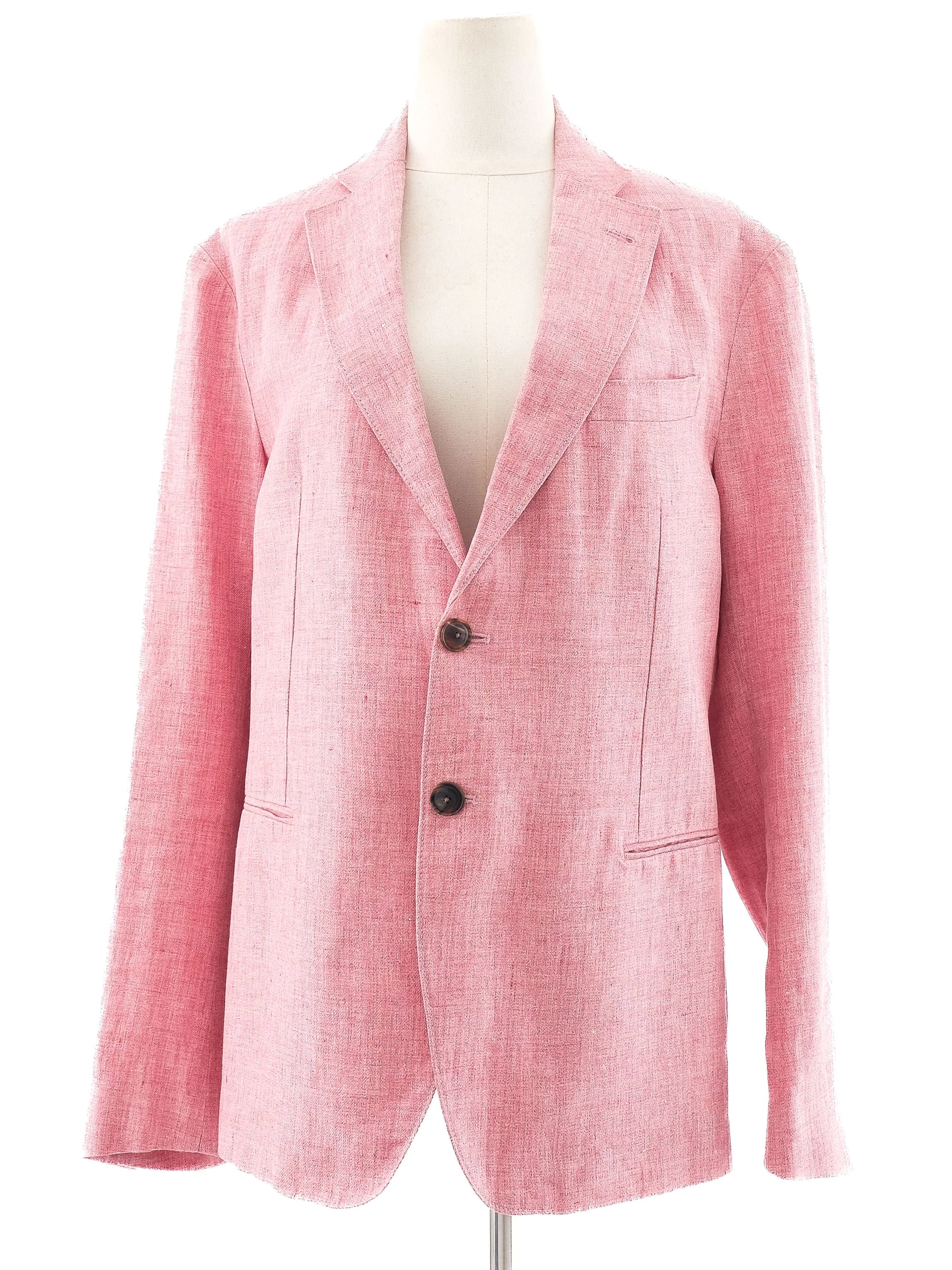 Excellent Emporio Armani Pink Blazer Size L Textured Fabric