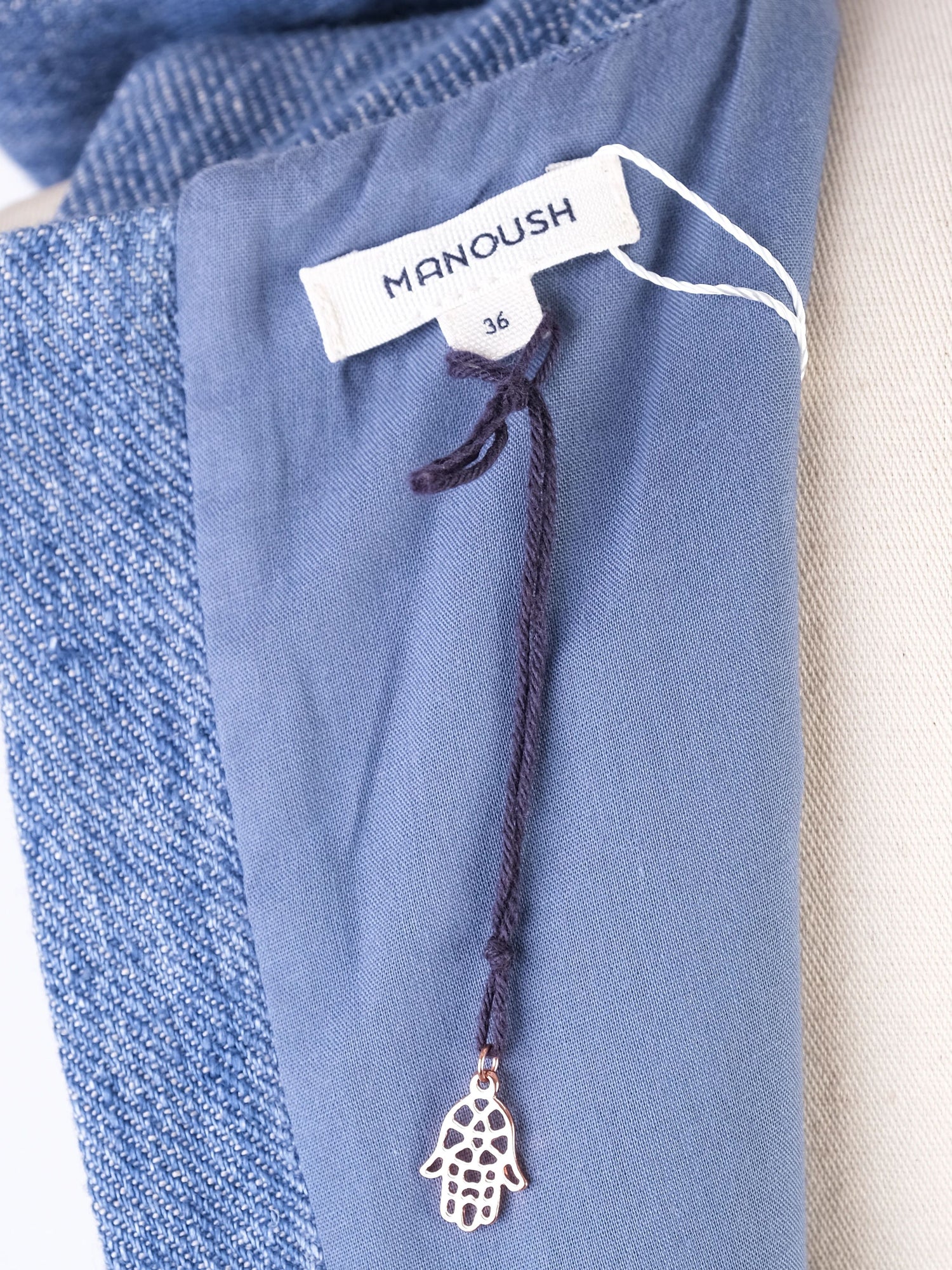 Excellent Manoush Blue Wool Dress Size S with Ruffle Details