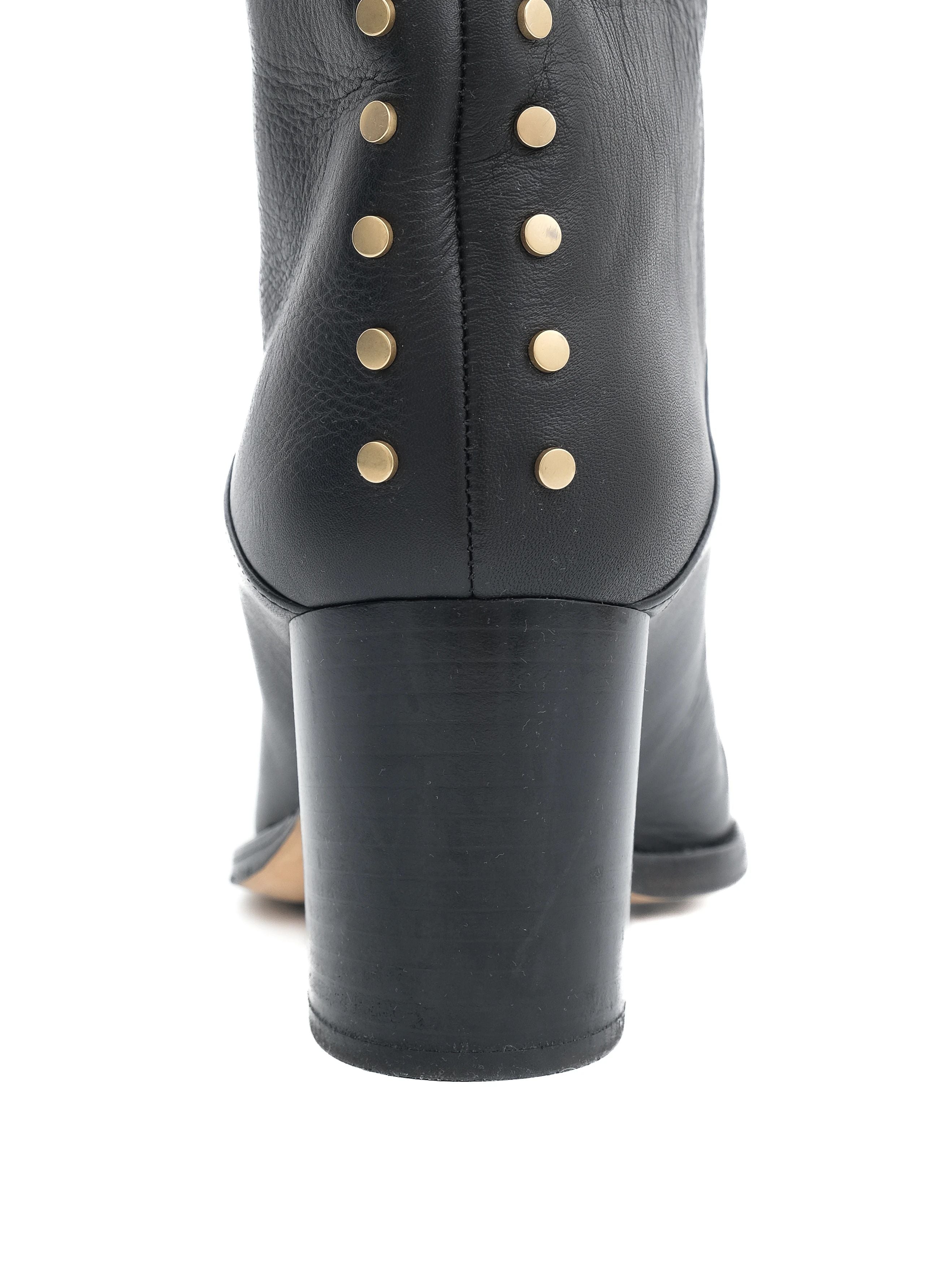 Excellent Jimmy Choo Black Leather Knee-High Boots Size 37