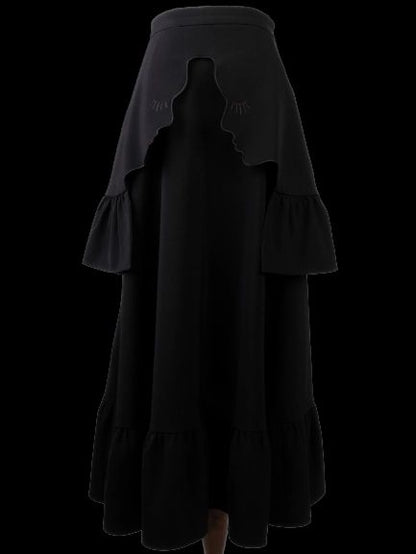 Vivetta Black Cotton Skirt with Unique Face Applique Design