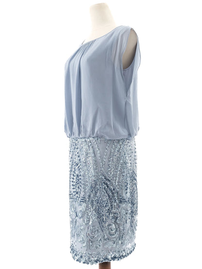 Excellent Luisa Spagnoli Blue Silk Evening Dress Size XL