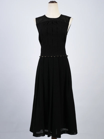 Excellent Cavalli Class Black Cotton Sleeveless Dress with Embellishments