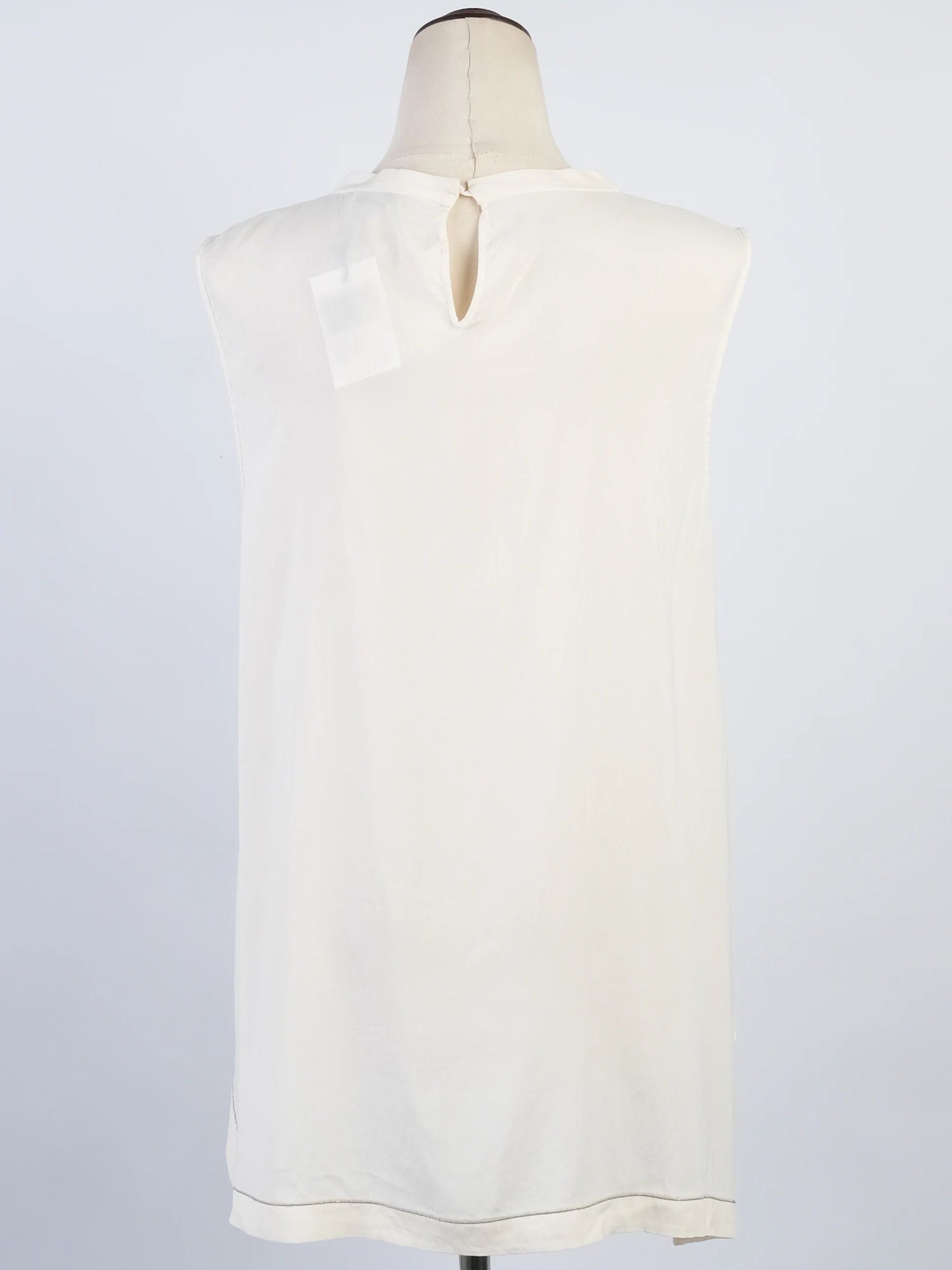 Excellent Brunello Cucinelli White Silk Top Size XL Made in Italy