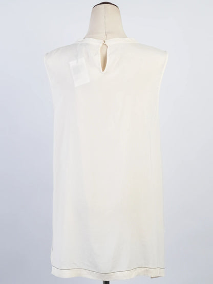 Excellent Brunello Cucinelli White Silk Top Size XL Made in Italy