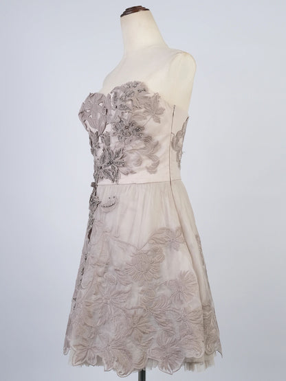 Perfect Karen Millen Gray Silk Strapless Dress Size M