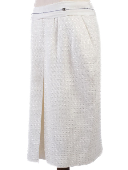 Excellent Salvatore Ferragamo White Textured Skirt Size L