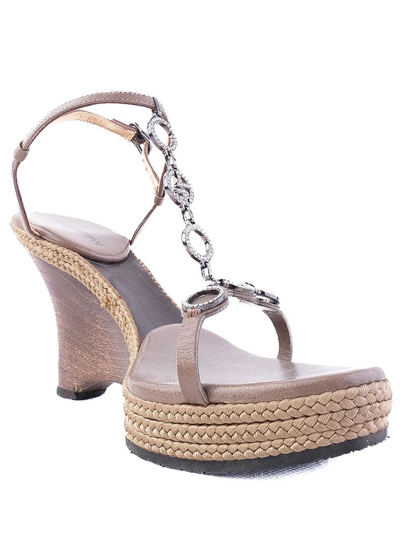 Excellent Giorgio Armani Orange Wedge Sandals Size 38