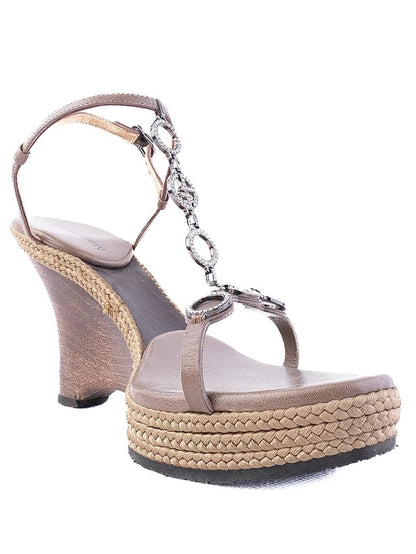 Excellent Giorgio Armani Orange Wedge Sandals Size 38