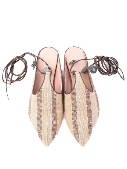 Weekend MaxMara Excellent Condition Striped Fabric Flat Shoes