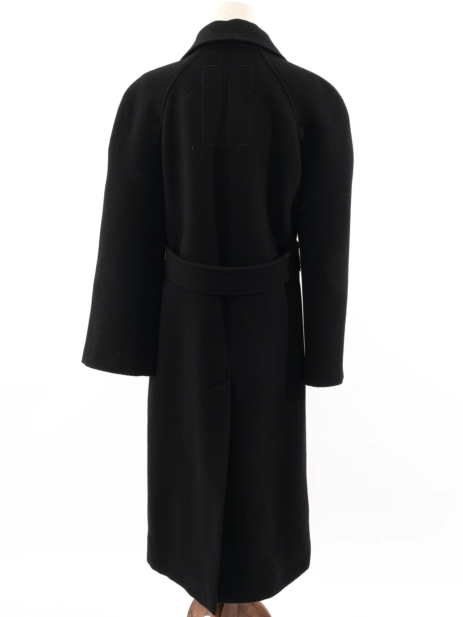 Perfect Burberry Black Wool Long Coat with Belt Size L