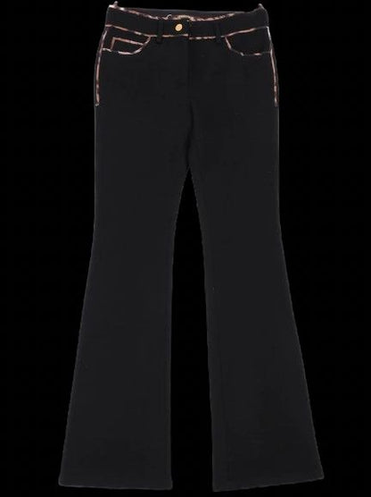 Excellent Fendi Black Pants Size M with Selleria Button &amp; Stitch Detail