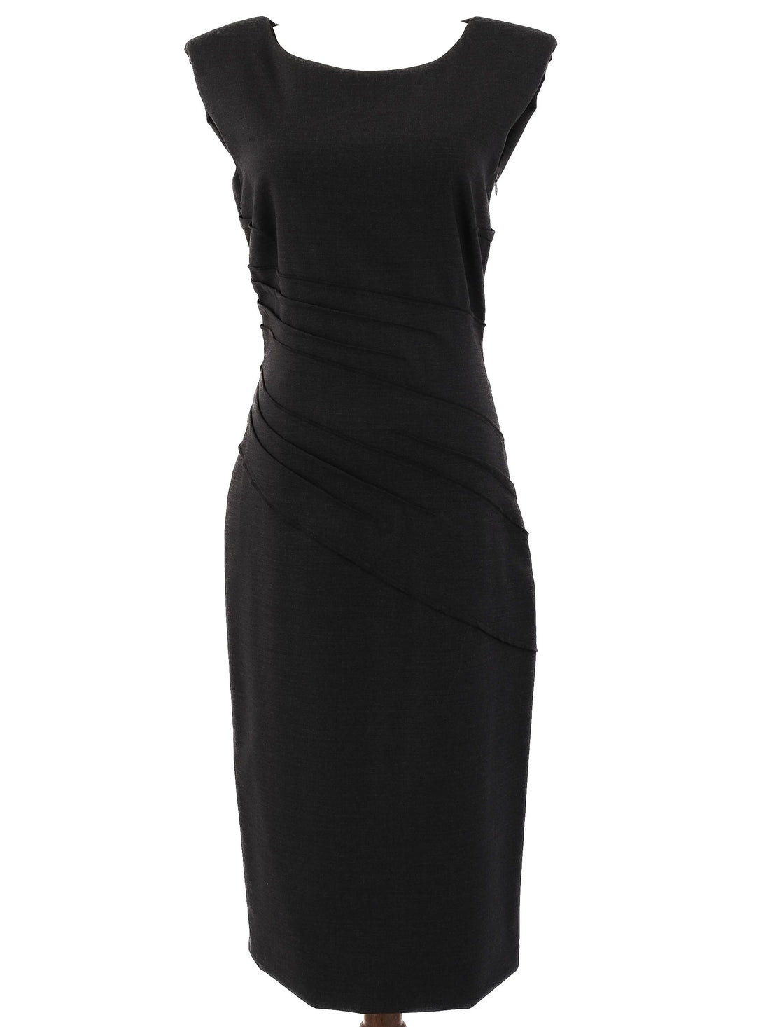Excellent Alberta Ferretti Black Wool Mid-Length Dress Size M