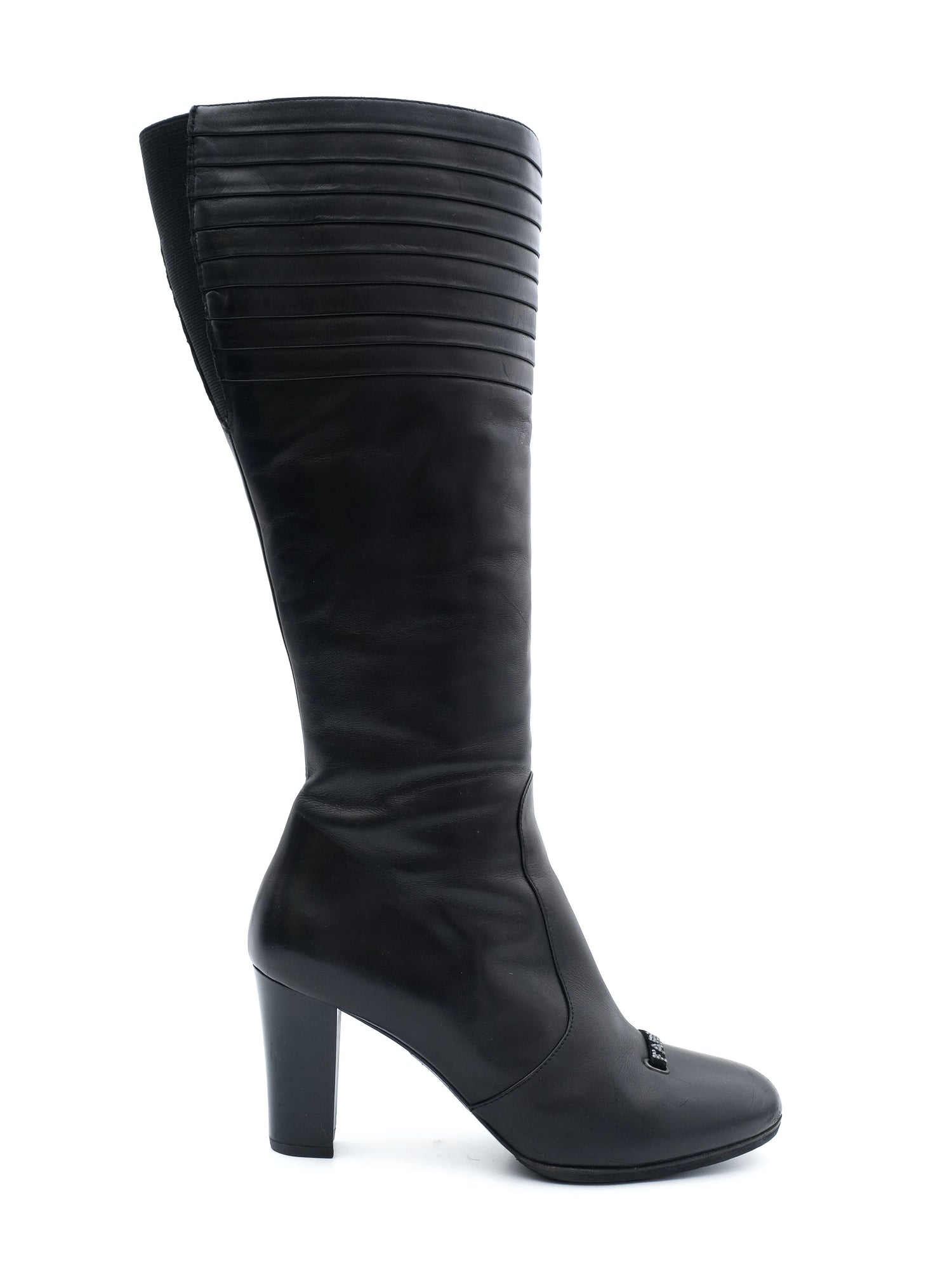 Excellent Giovanni Fabiani Black Leather Knee-High Boots Size 38