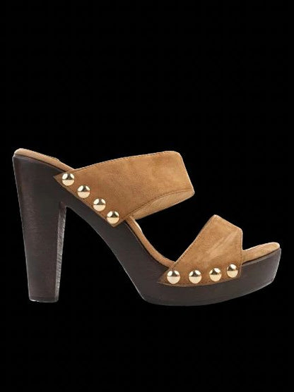 Excellent Jimmy Choo Orange Leather High-Heeled Platform Sandals Size 37