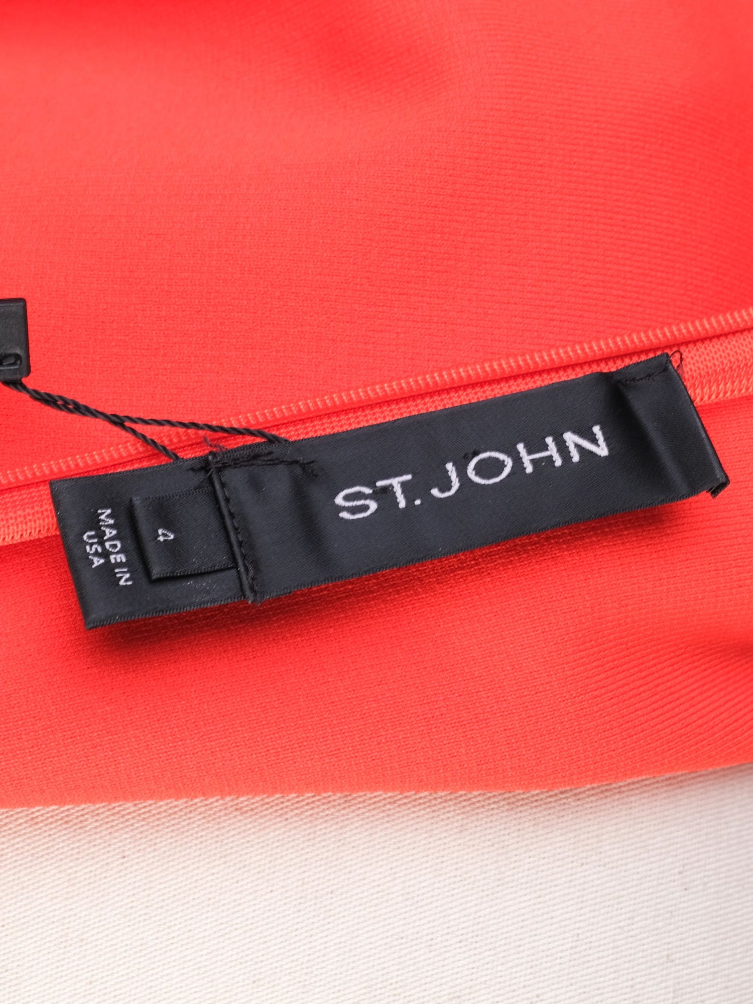 Excellent St. John Red Viscose Dress Size S with Structured Collar