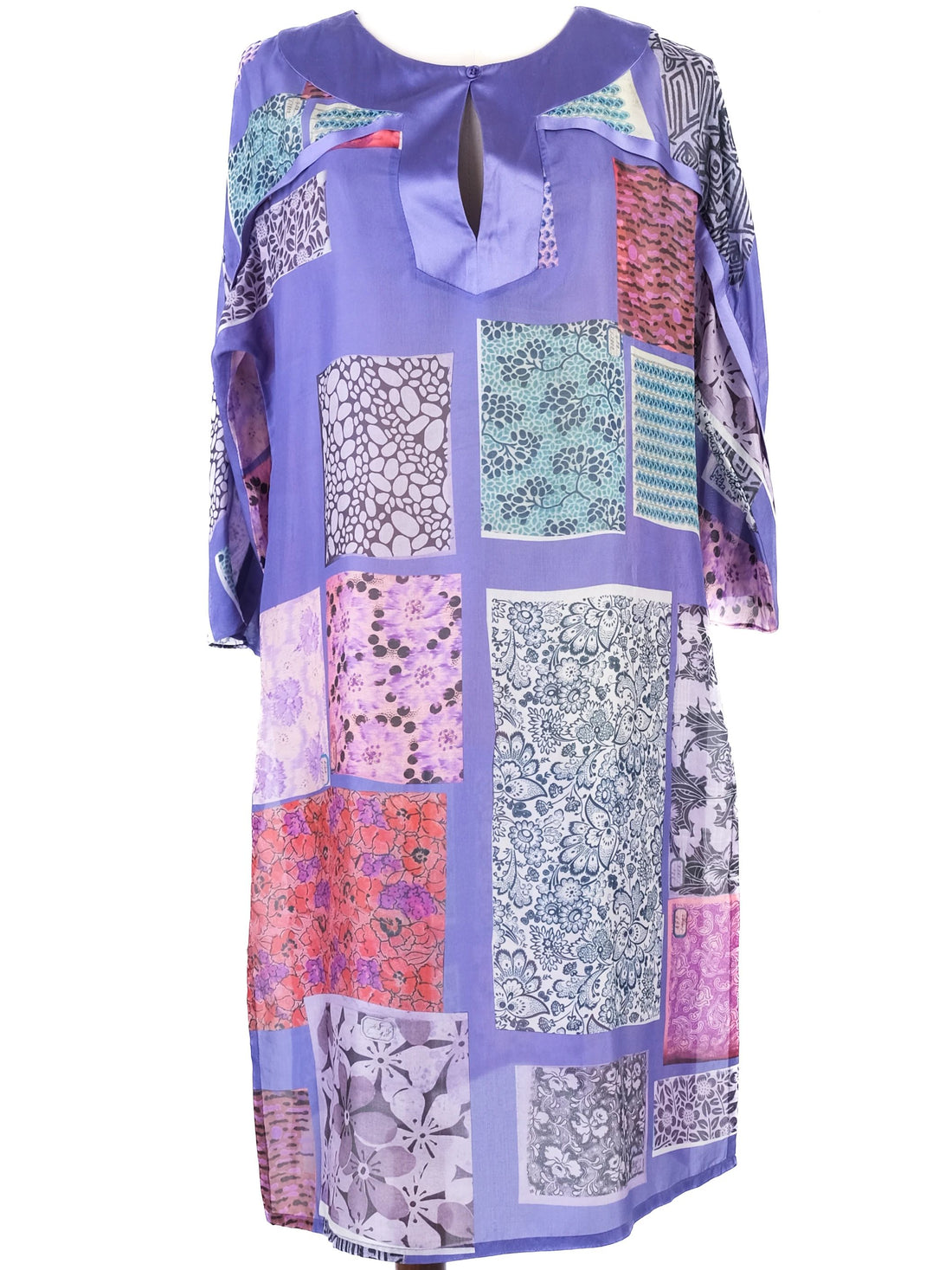 Excellent Etro Silk Purple Dress Patchwork Design Size N/A