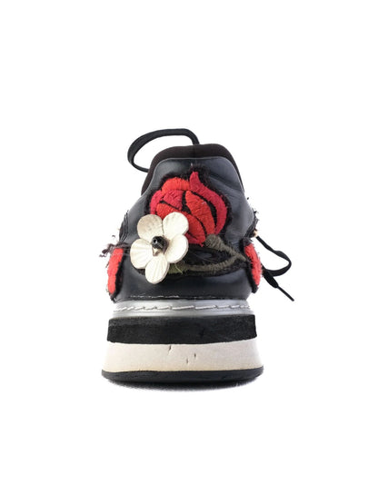 Excellent Dolce Gabbana Black Floral Embroidered Sneakers Women